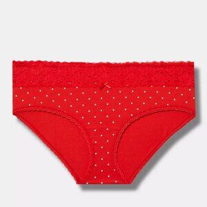Torrid Panties 2X 3X 4X Hipster Red White Polka Dots Mid Rise Cotton Panty Plus